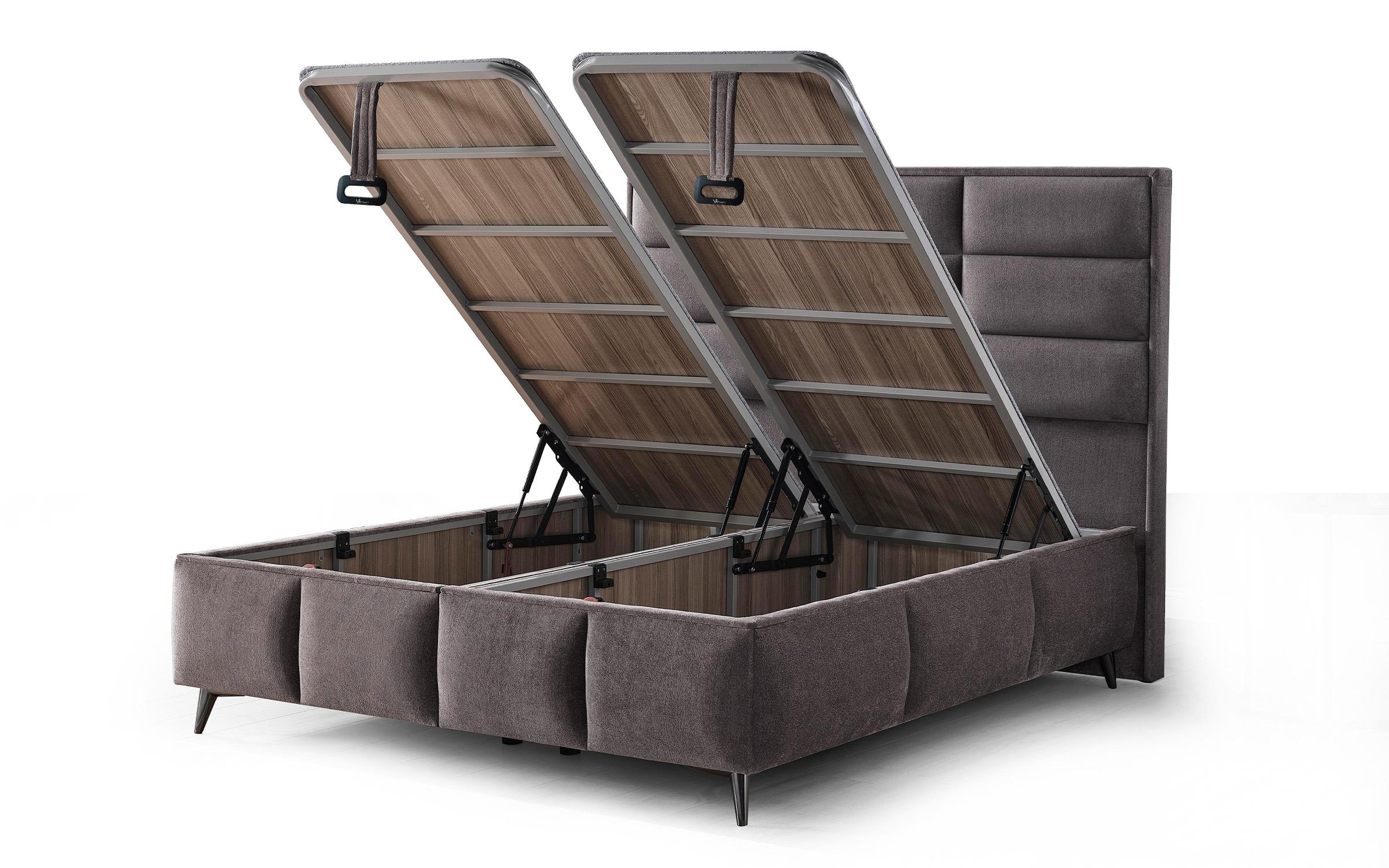 Pat dublu Boxspring 160/200 Velira + saltea, gri  6